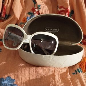 Coach arabella white sunglasses with clam shell